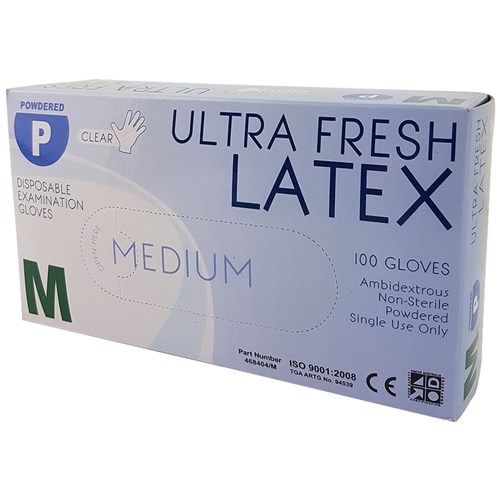 Latex Gloves - Medium - Low Powder - Clear